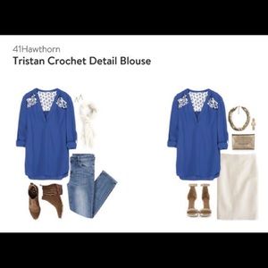 Tristan Crochet Detail Blouse Royal Blue